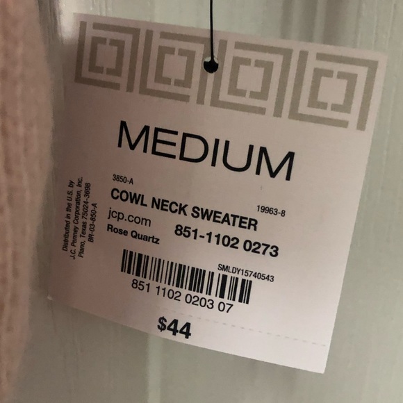 NWT Liz Claiborne Cowl Neck Sweater Blush Pink - Picture 4 of 4